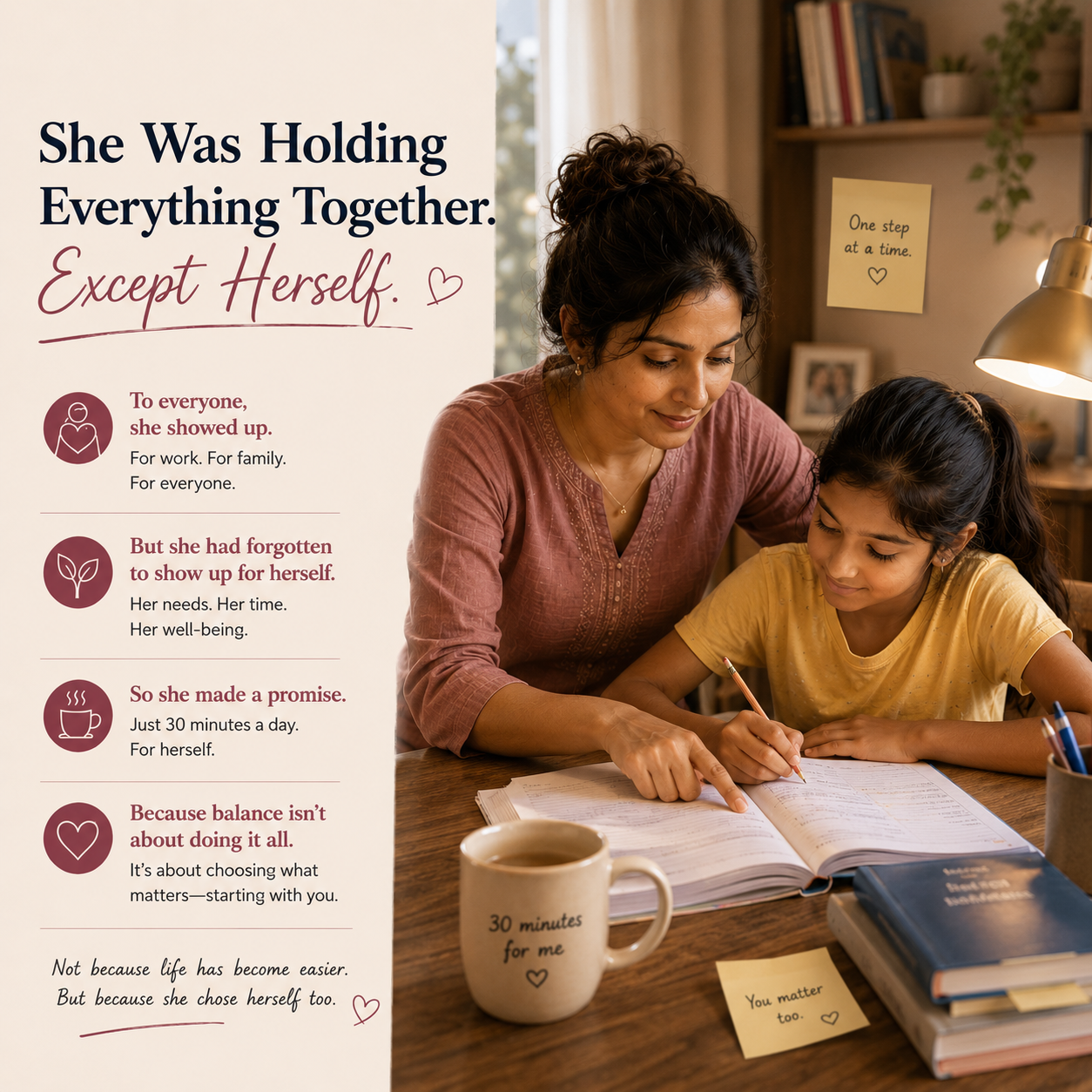 She was holding everything together except herself