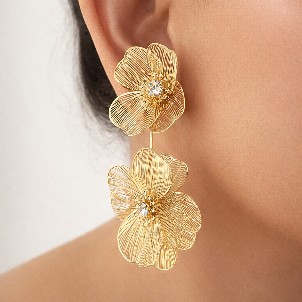 Golden Petal Drops Earrings