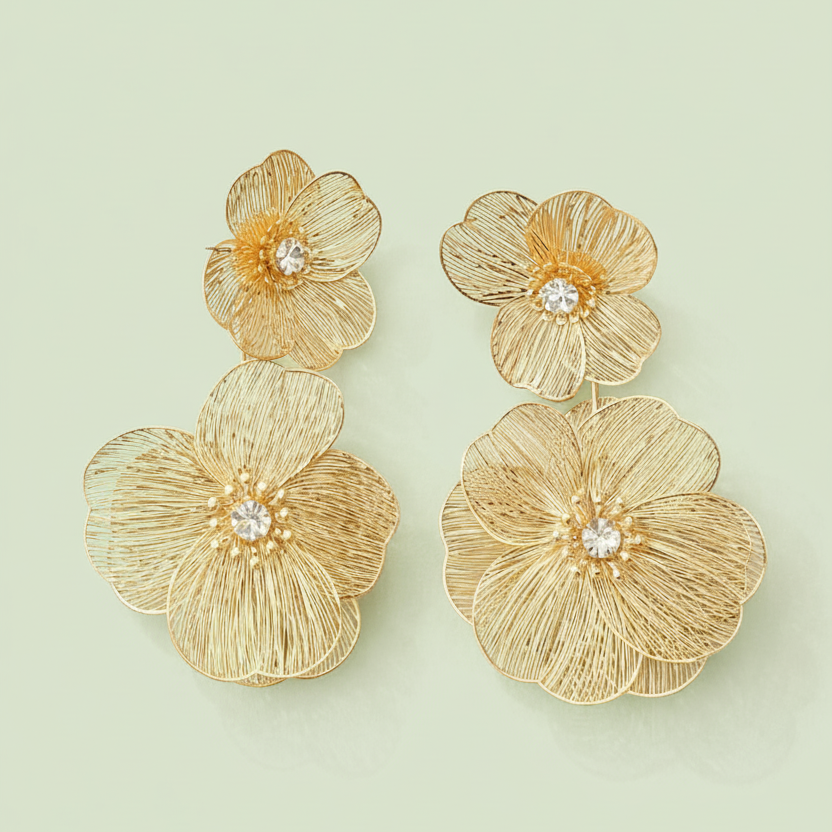 Golden Petal Drops Earrings