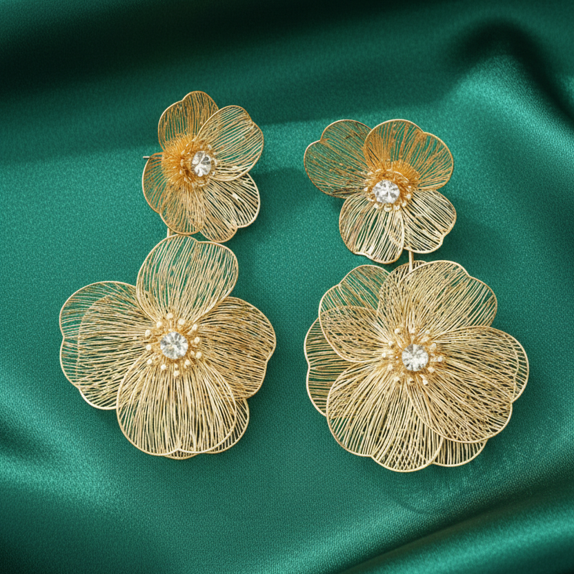 Golden Petal Drops Earrings