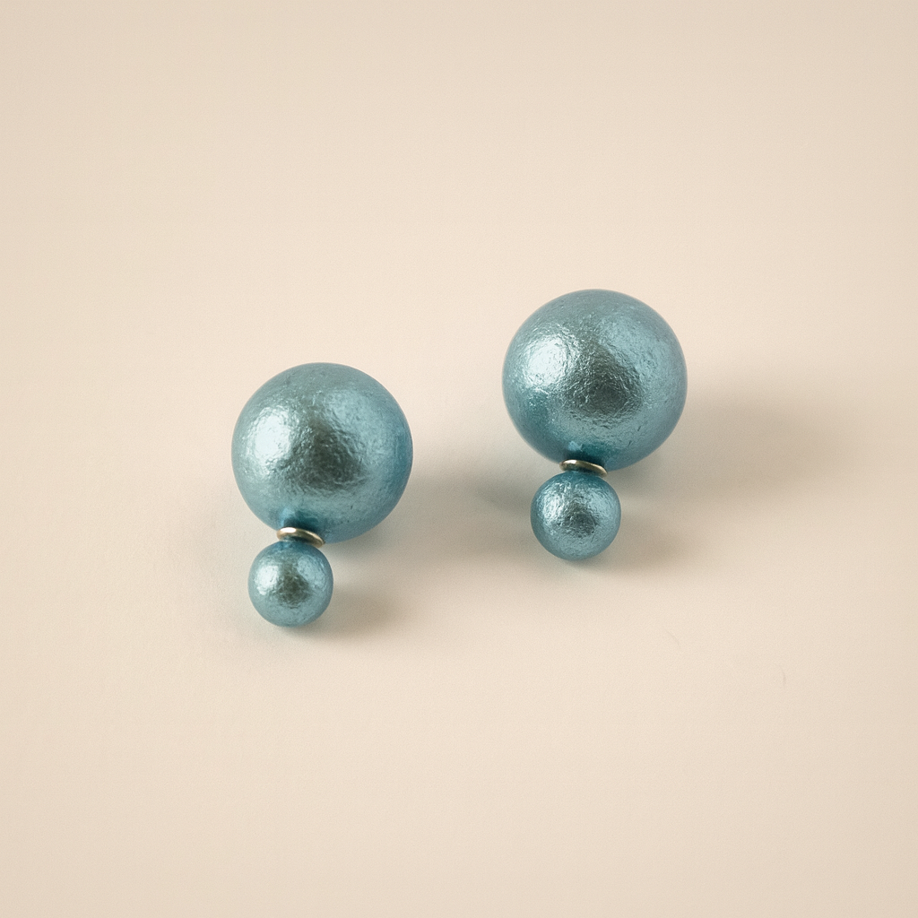 Aqua Glow Double-Sided Bead Earrings