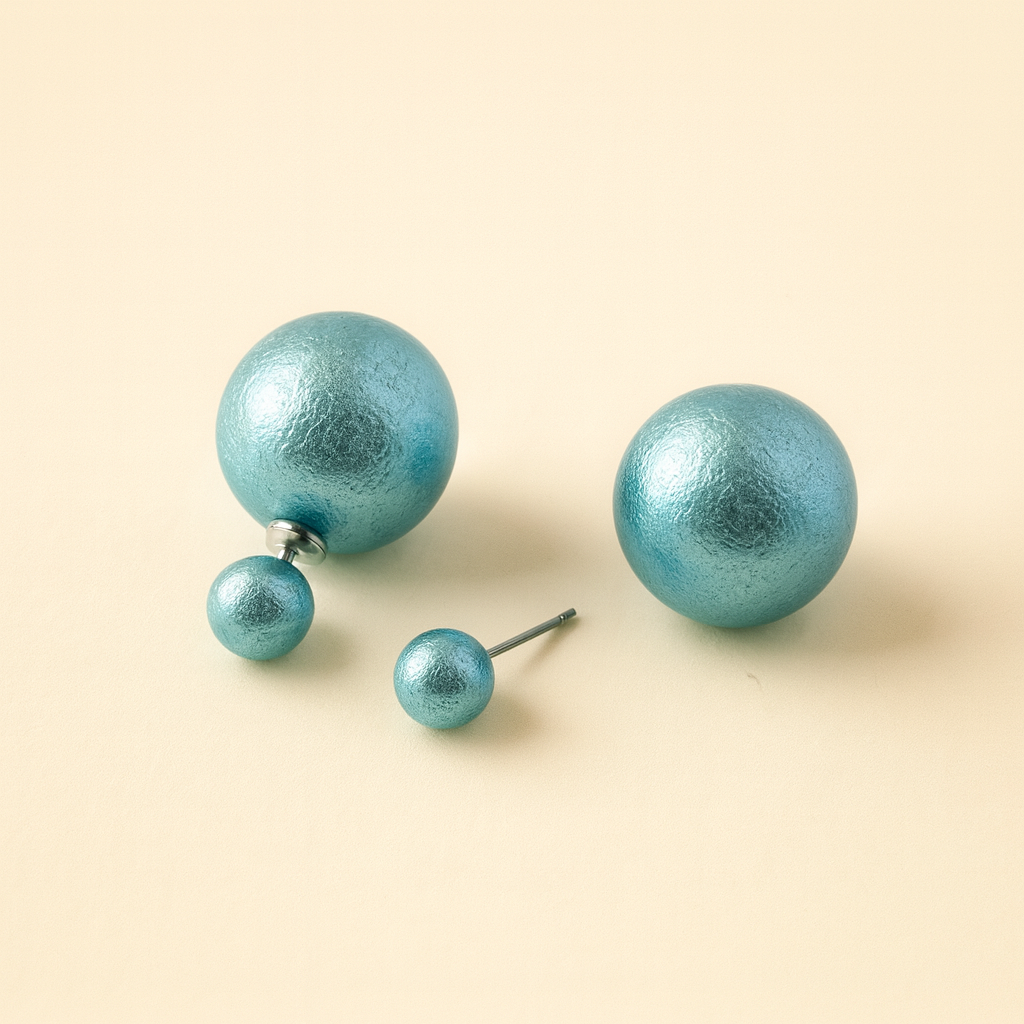 Aqua Glow Double-Sided Bead Earrings