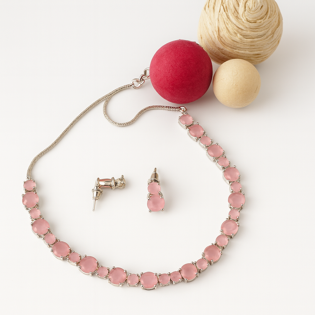 Blush Radiance Pink Necklace and Earrings - Stone Set