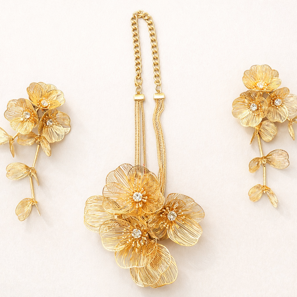 Golden Bloom Statement Set