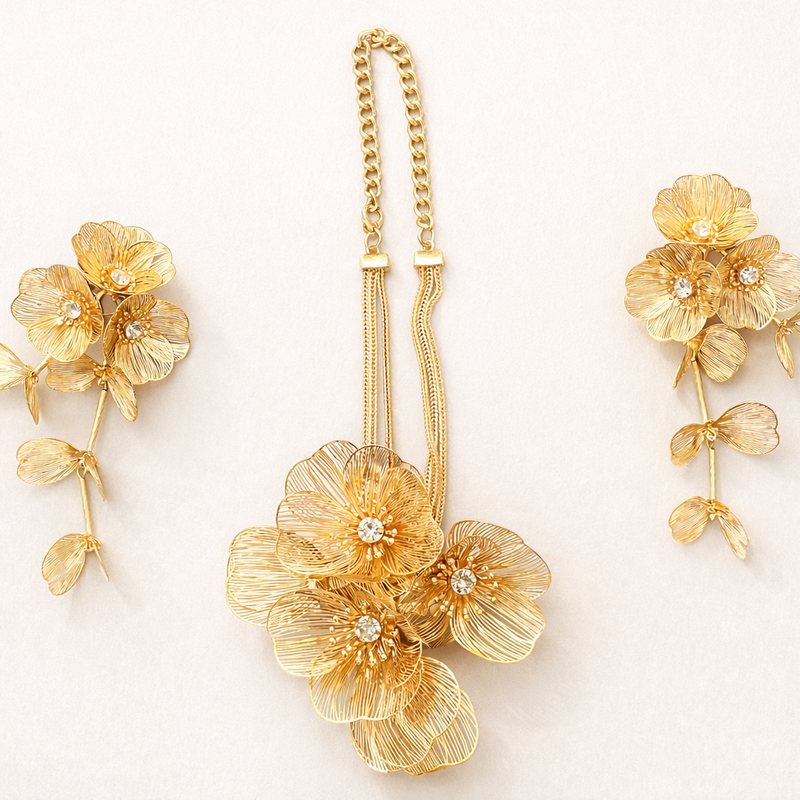 Golden Bloom Statement Set