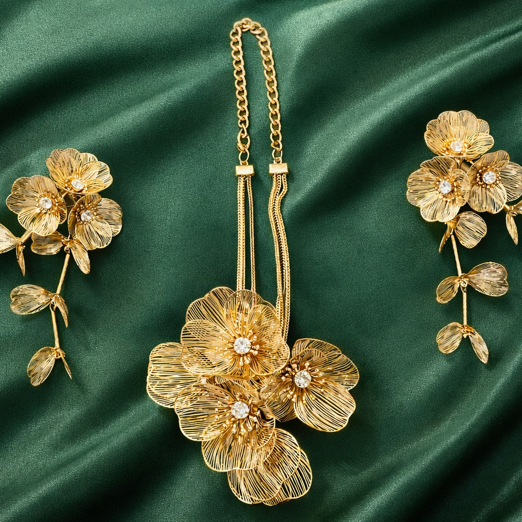 Golden Bloom Statement Set