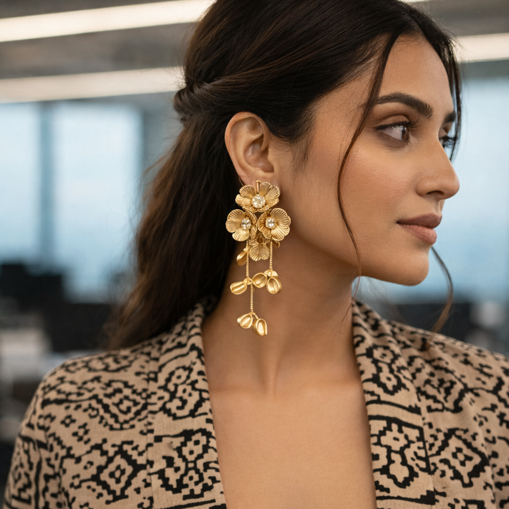 Golden Bloom Statement Set