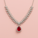 Crimson Royale Ruby Neckalce and Earrings Heavy Set