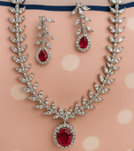 Crimson Royale Ruby Neckalce and Earrings Heavy Set