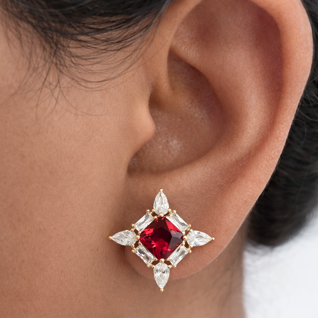 Crimson Radiance Stud Earrings