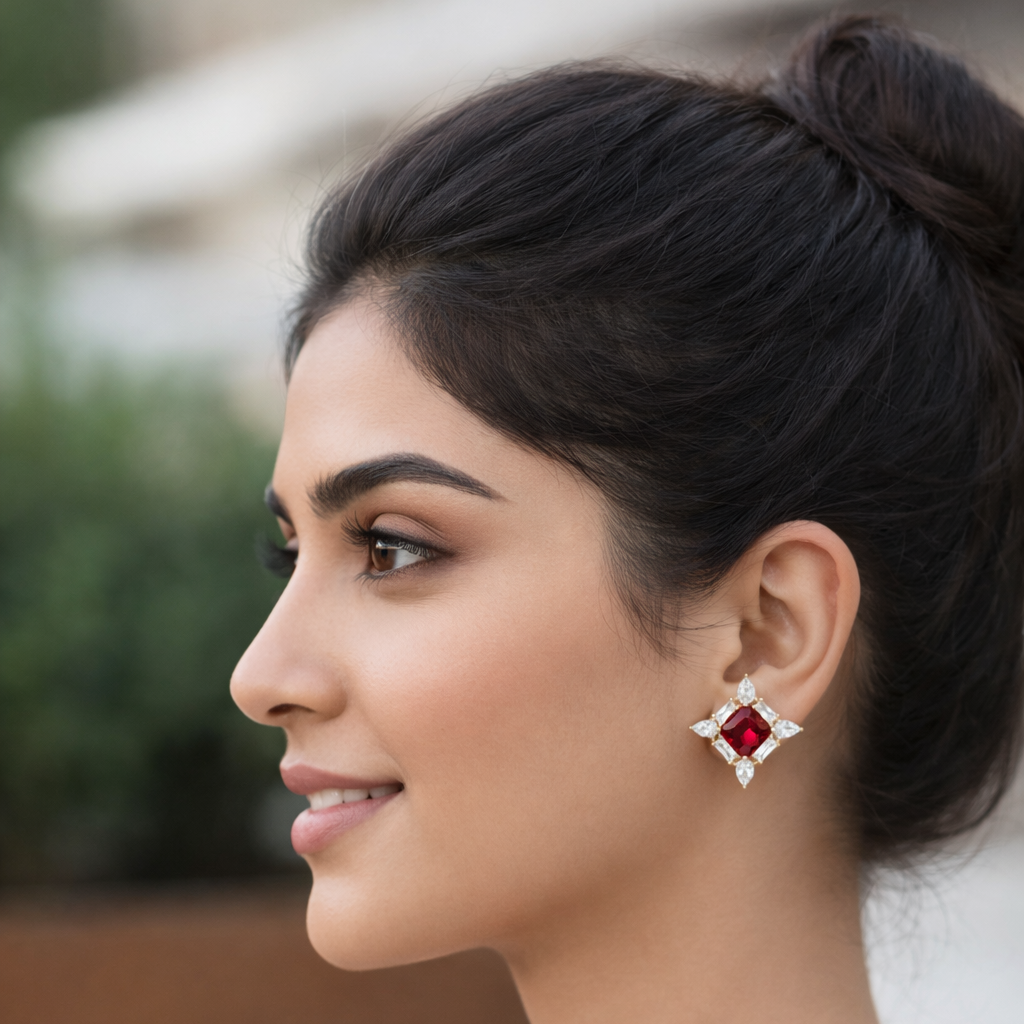 Crimson Radiance Stud Earrings