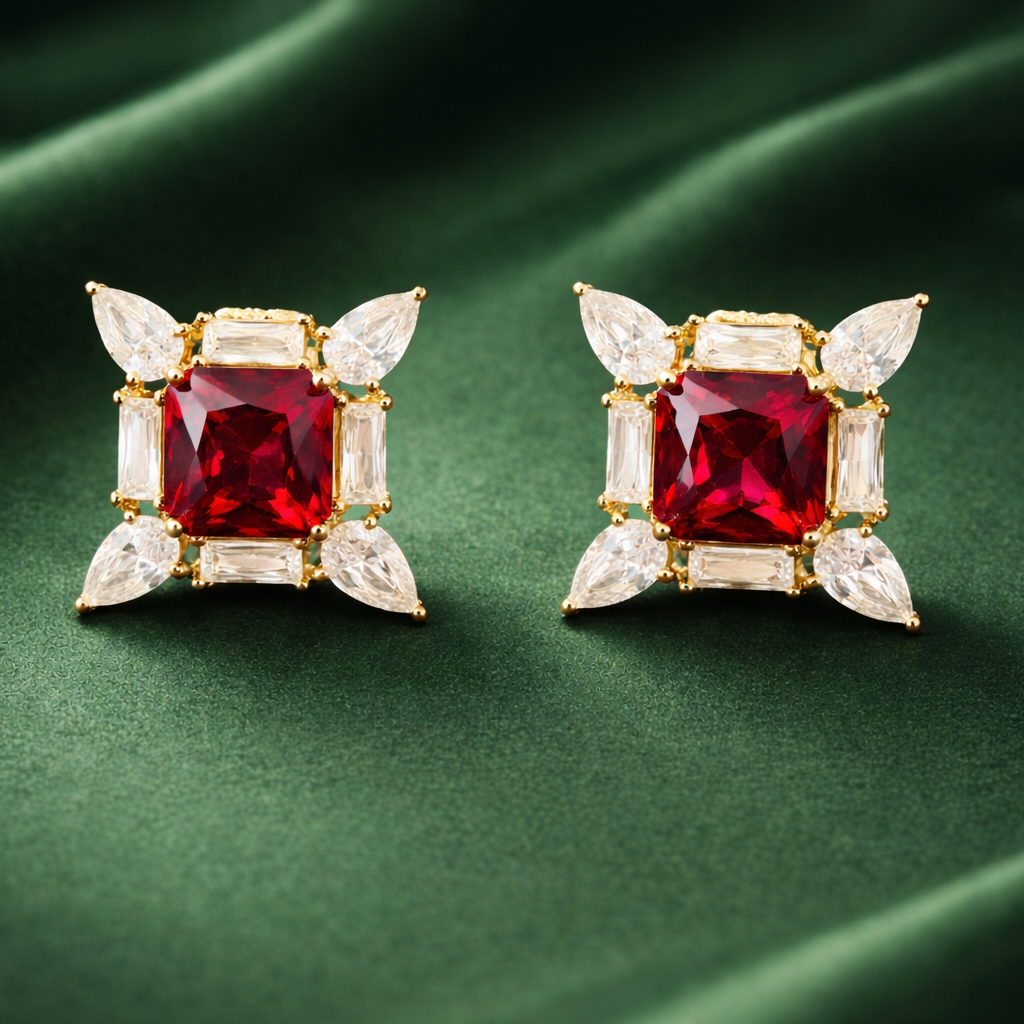 Crimson Radiance Stud Earrings