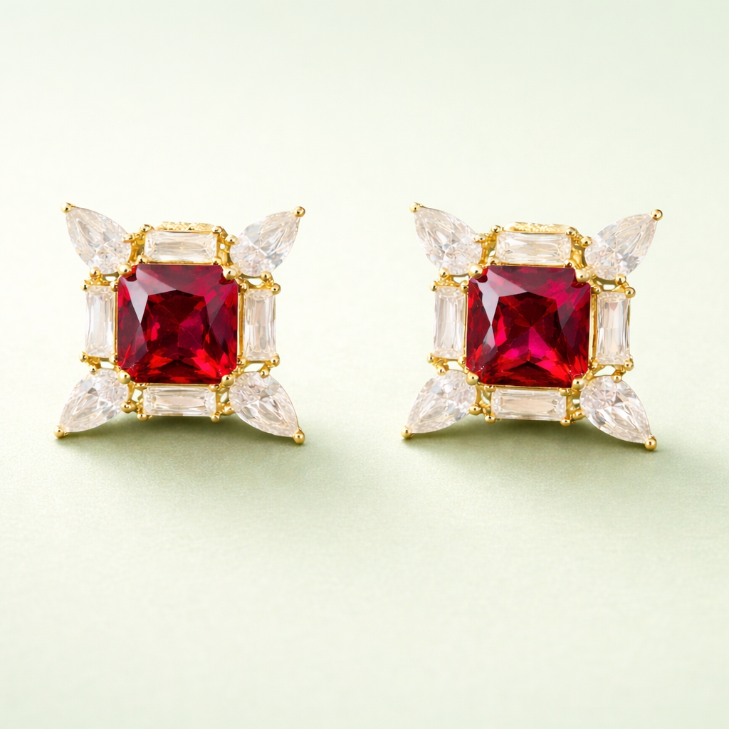 Crimson Radiance Stud Earrings
