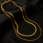 Golden Double Snake Chain Heart Necklace