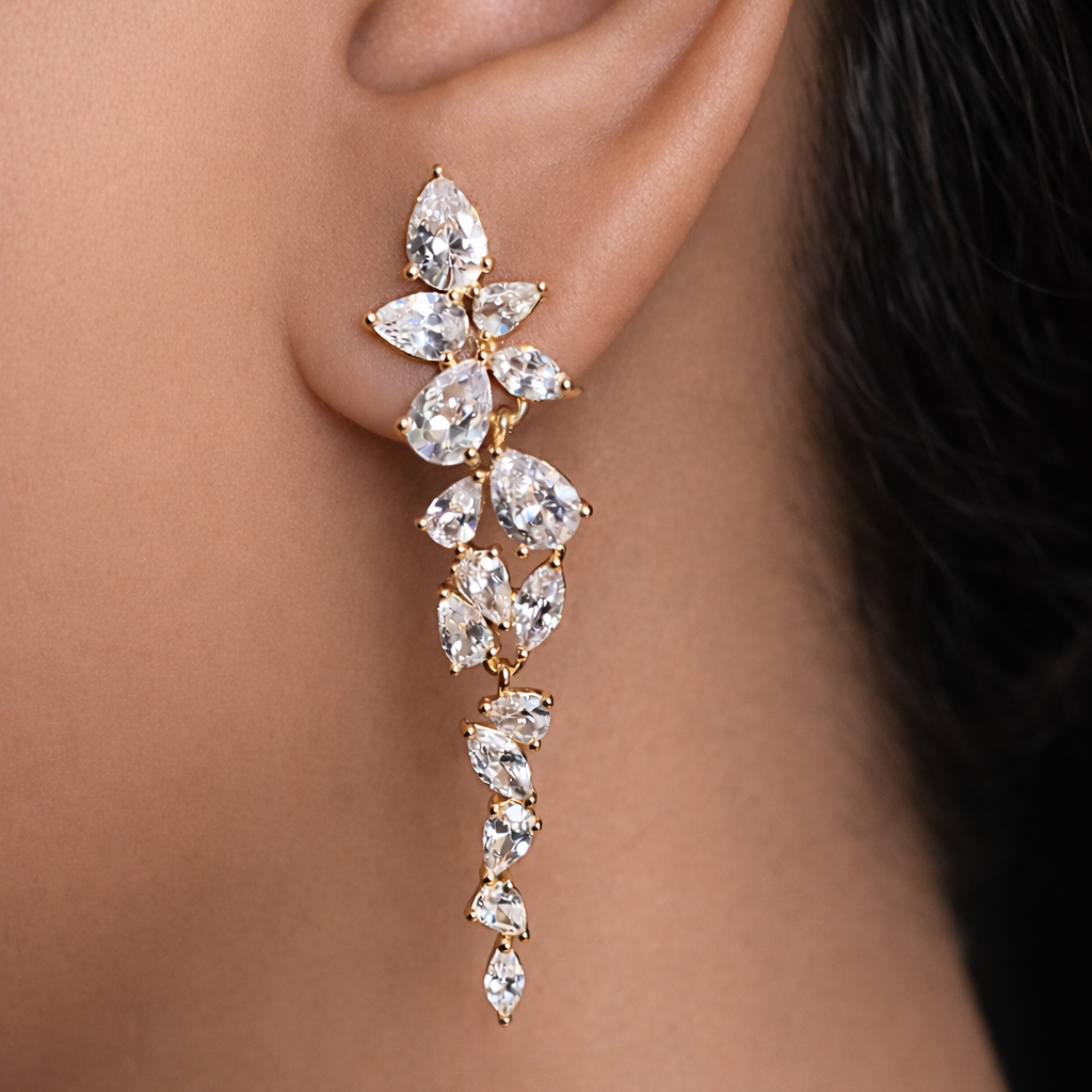 Crystal Vine Drop Earrings
