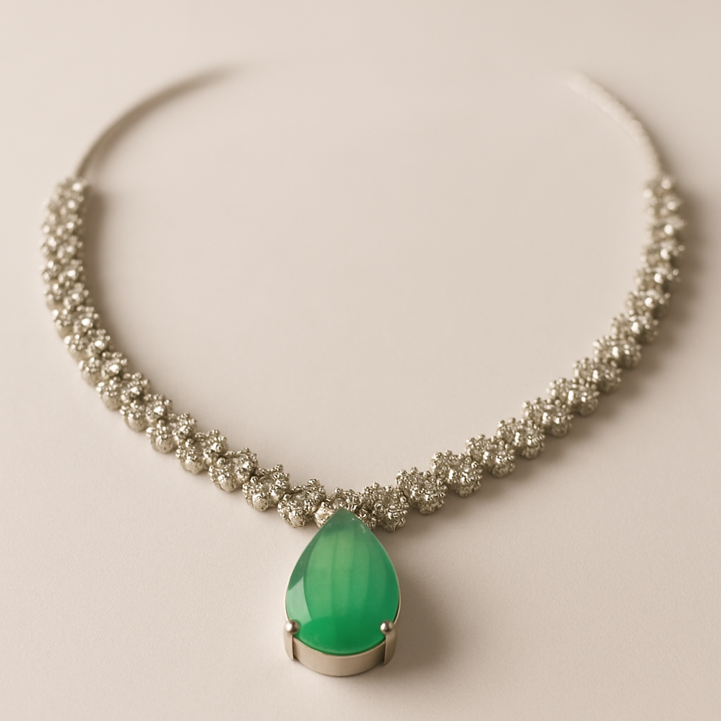 Jade Elegance American Diamonds Neckalce and Earrings Set