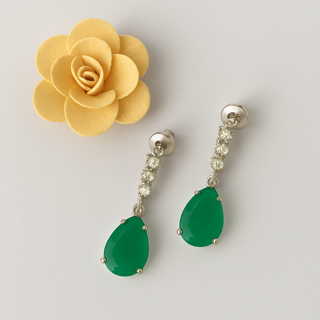 Turquoise Blossom American Diamond Necklace and Earrings Set