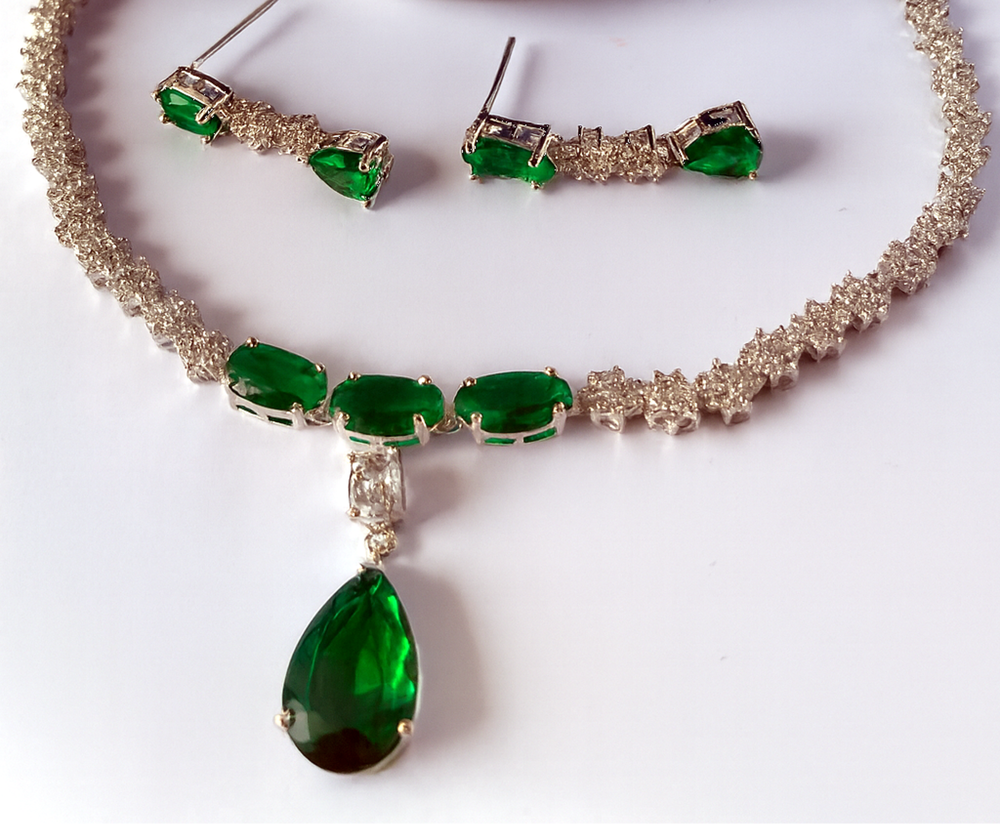Emerald Grace American Diamonds Neckalce and Earrings Set