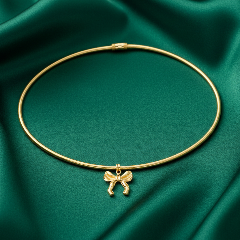 Bow Charm Collar Necklace