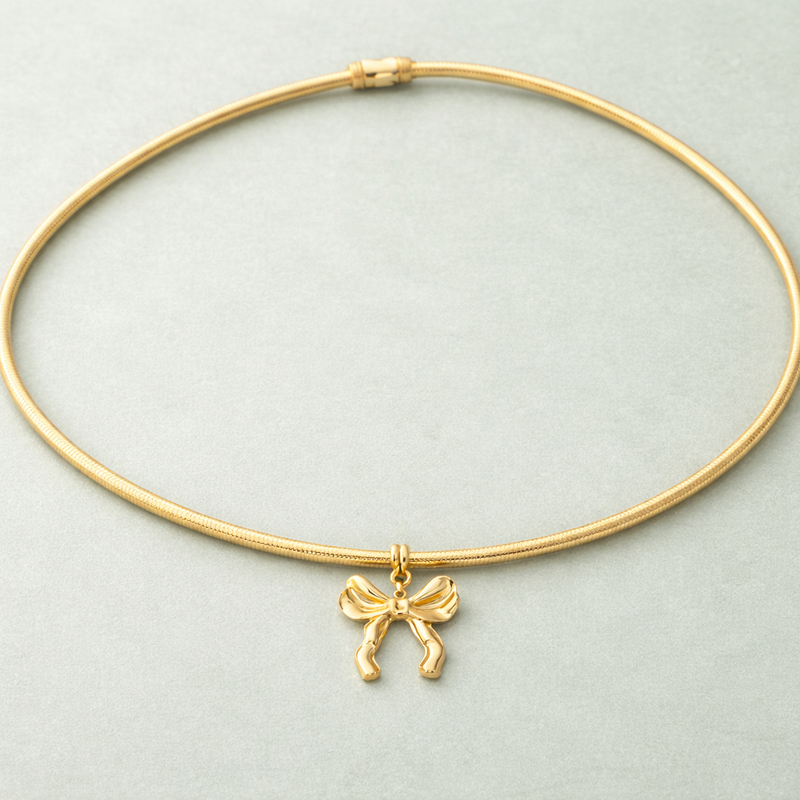 Bow Charm Collar Necklace