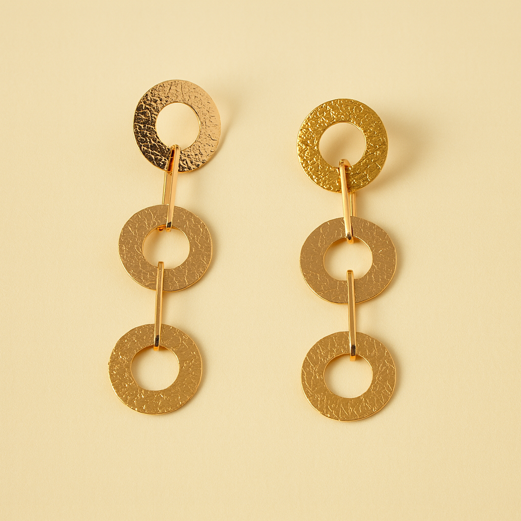 Golden Orbit Triple Hoop Dangle Earrings