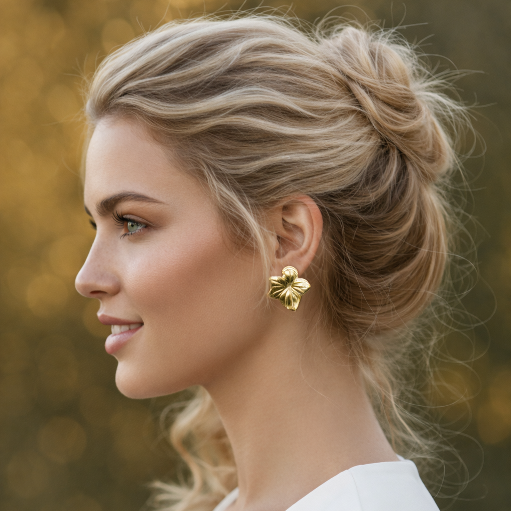 Golden Petal Stillness Studs