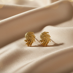 Golden Textured Swirl Stud Earrings