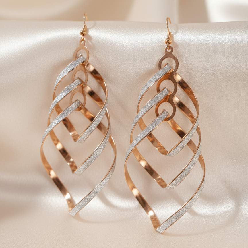 Golden Swirl Drop Earrings
