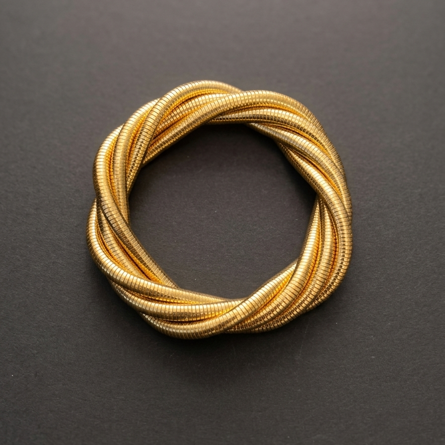 Golden bracelet on a dark gray background