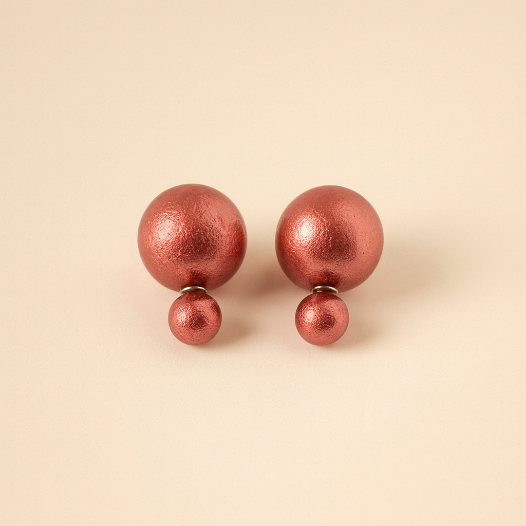 Metallic Rose Double-Sided Ball Stud Earrings