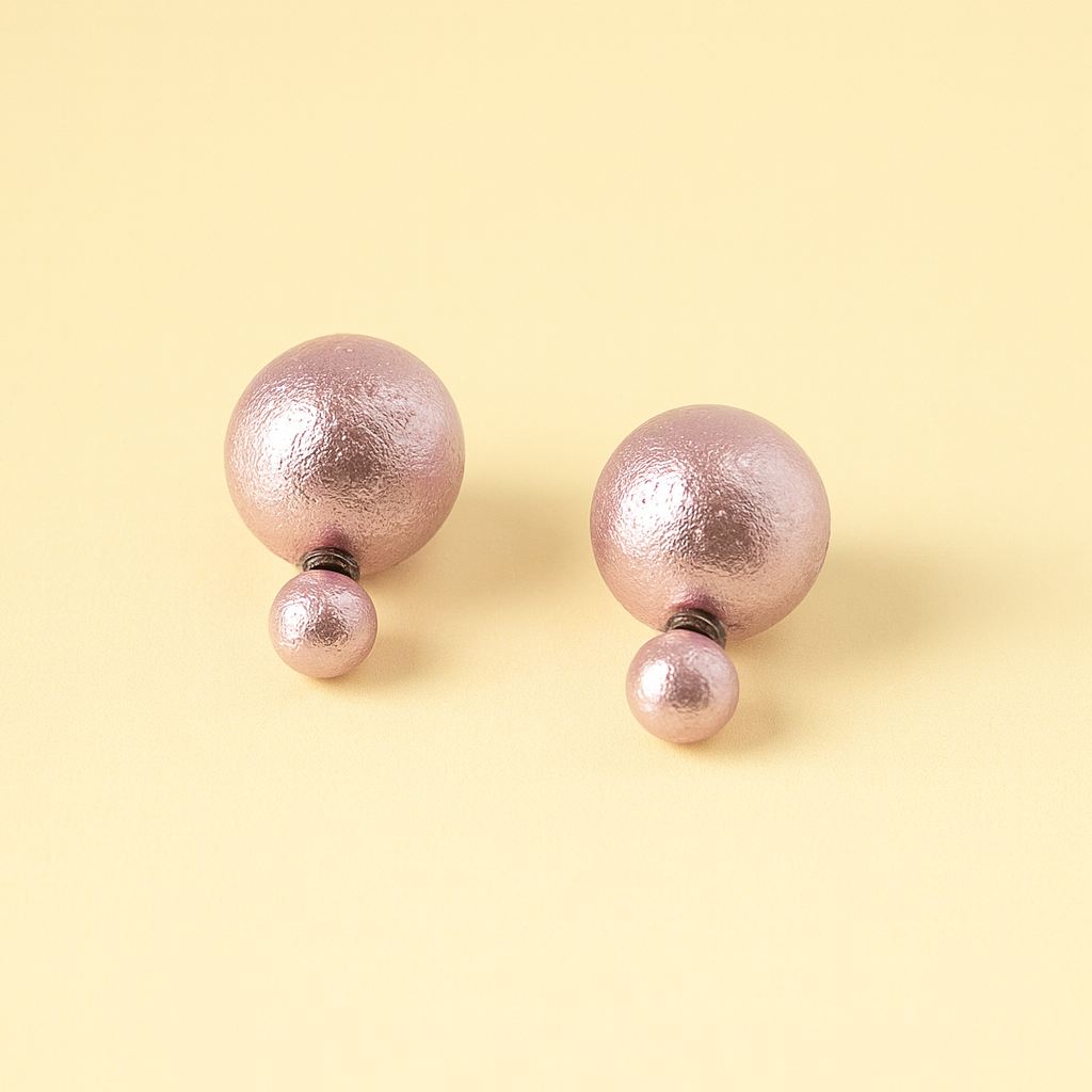 Metallic Pink Double-Sided Ball Stud Earrings
