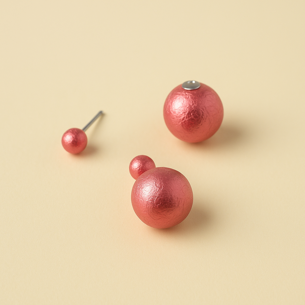 Metallic Rose Double-Sided Ball Stud Earrings
