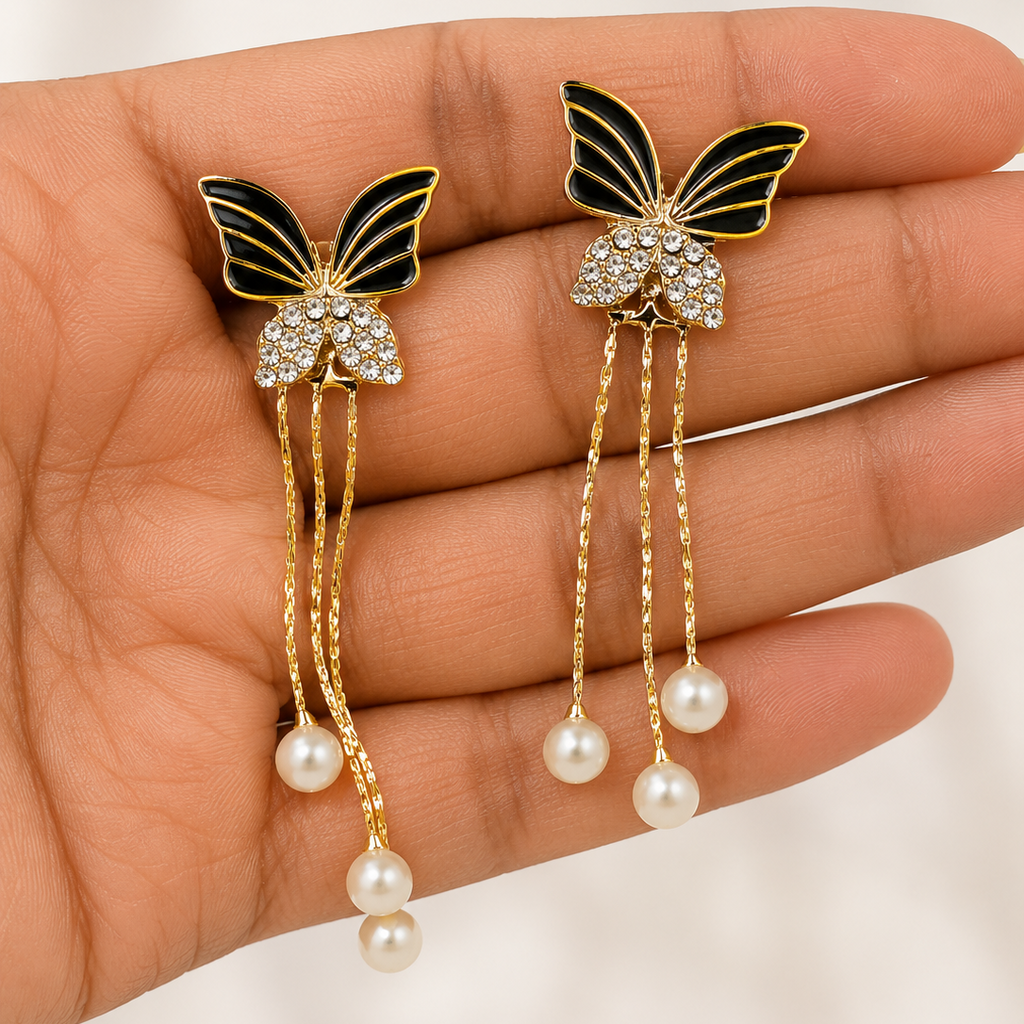 Midnight Flutter Pearl Drops