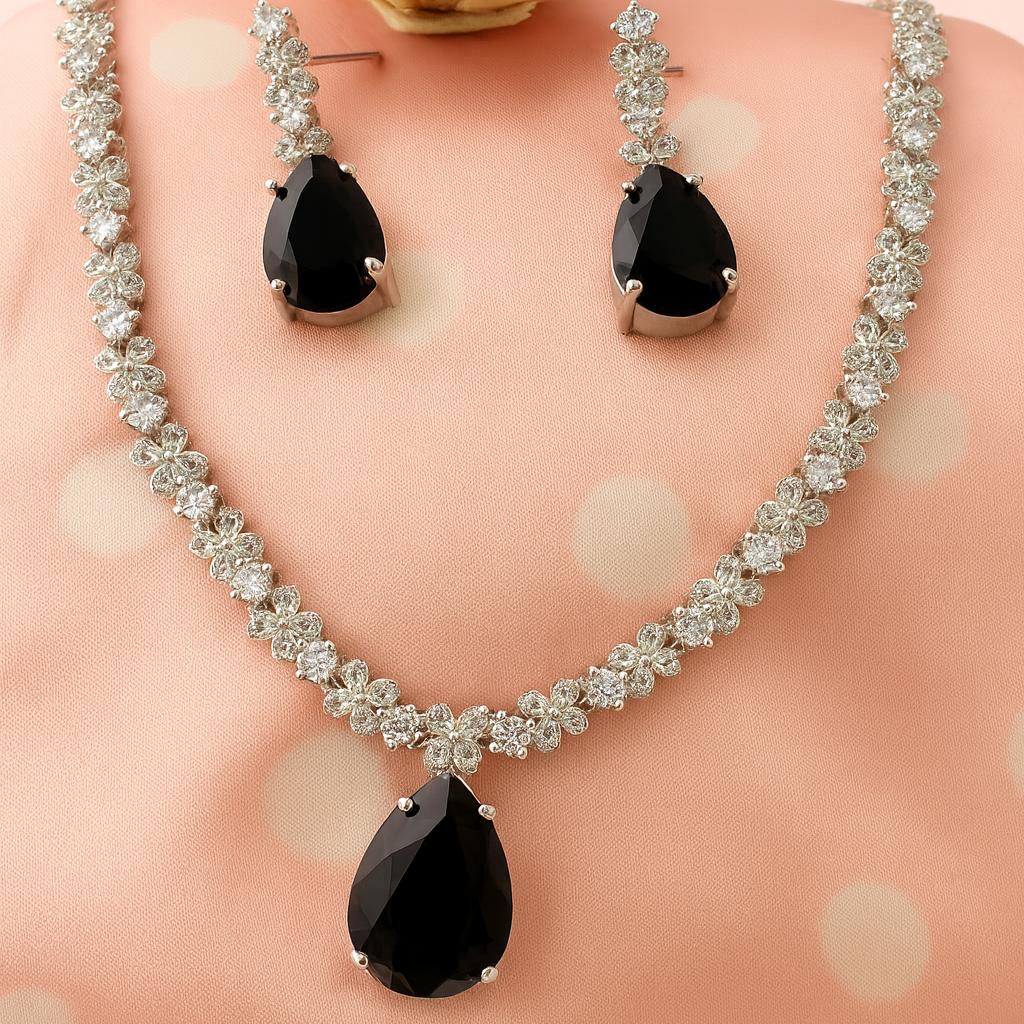 Midnight Grace American Diamonds Necklace and Earrings Set