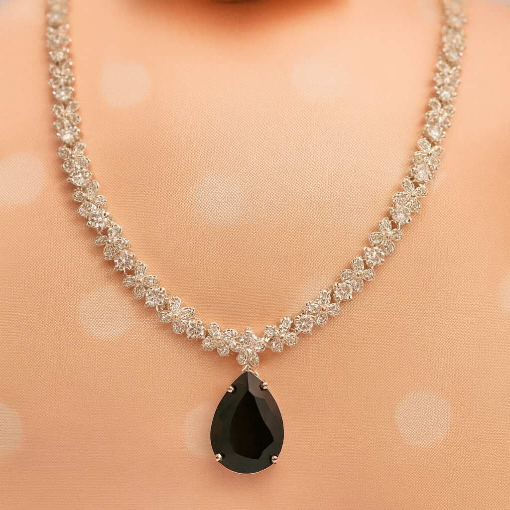 Midnight Grace American Diamonds Necklace and Earrings Set