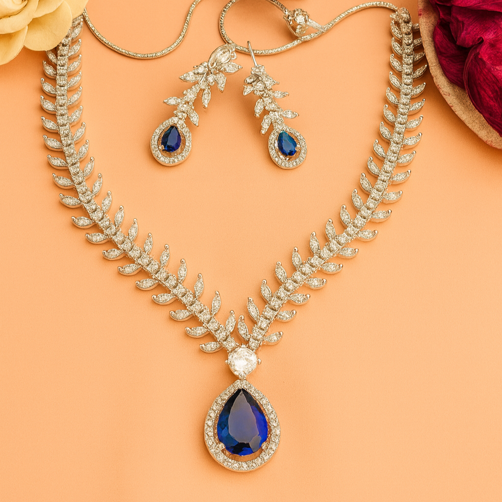 Midnight Majesty Sapphire Necklace & Earrings Set