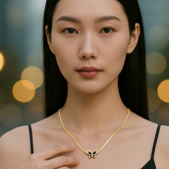 Black Butterfly Snake Chain Necklace