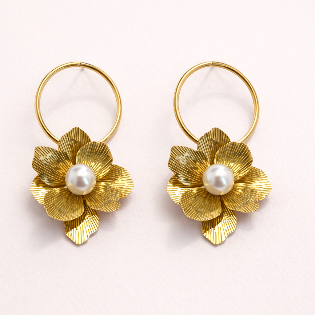 Pearl Bloom Hoops