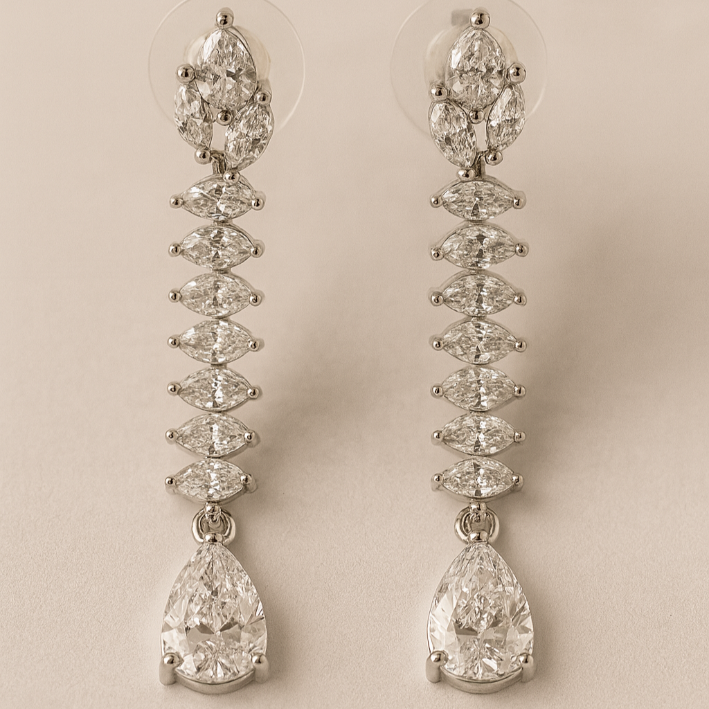 Radiant Marquise American Diamonds Neckalce and Earrings Set