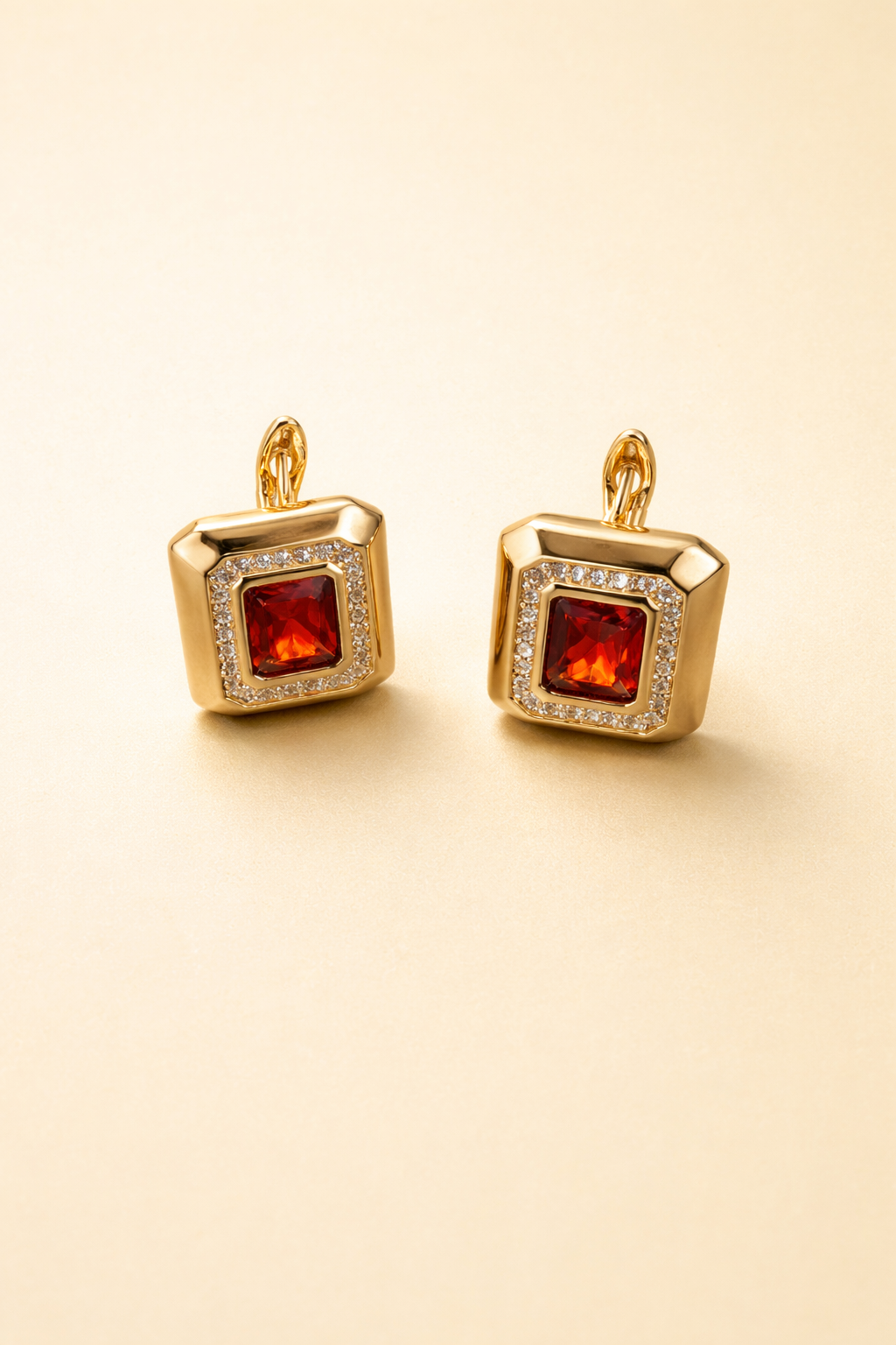 Golden Poise Square Stud Earrings