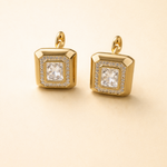Golden Poise Square Stud Earrings