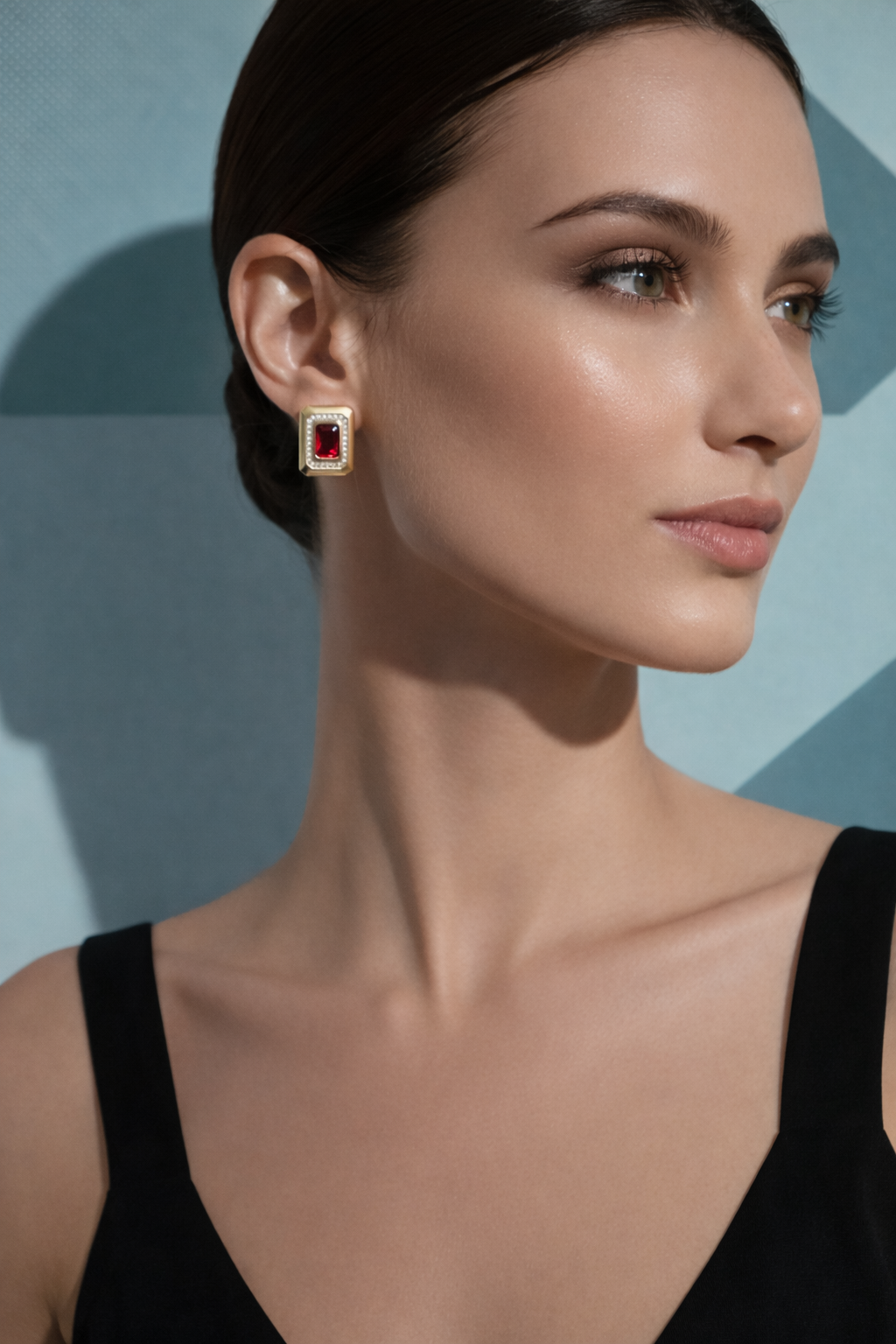 Golden Poise Square Stud Earrings