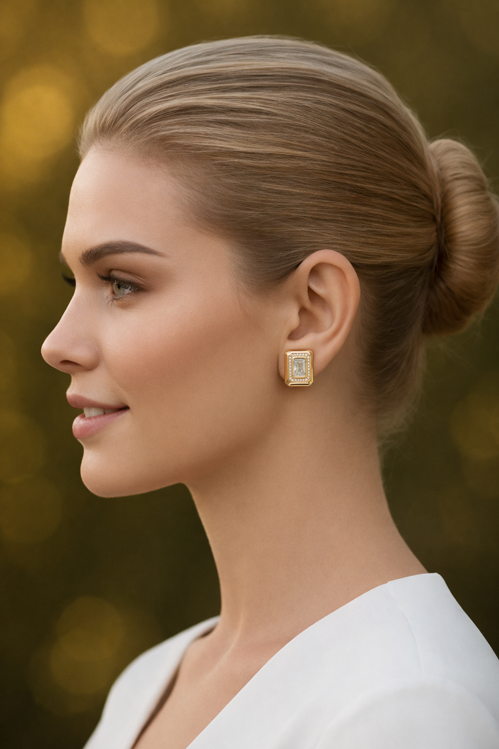 Golden Poise Square Stud Earrings