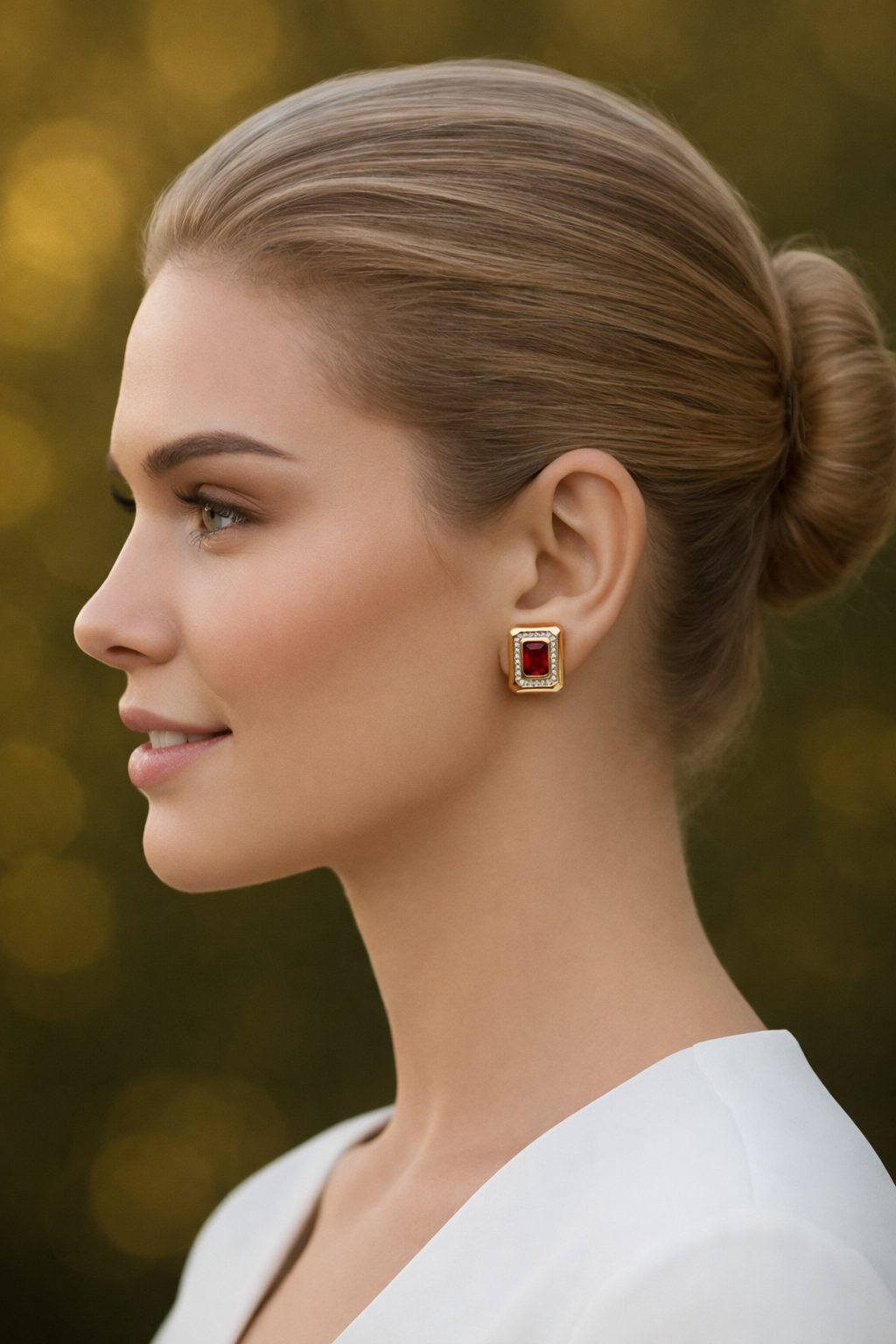 Golden Poise Square Stud Earrings