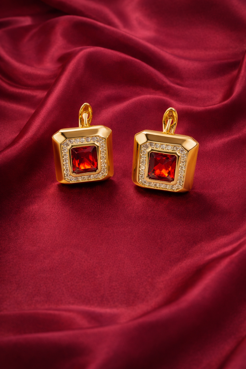 Golden Poise Square Stud Earrings