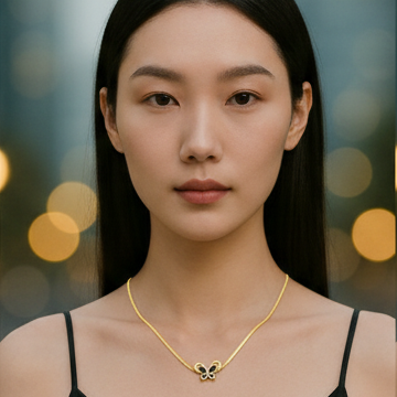 Black Butterfly Snake Chain Necklace